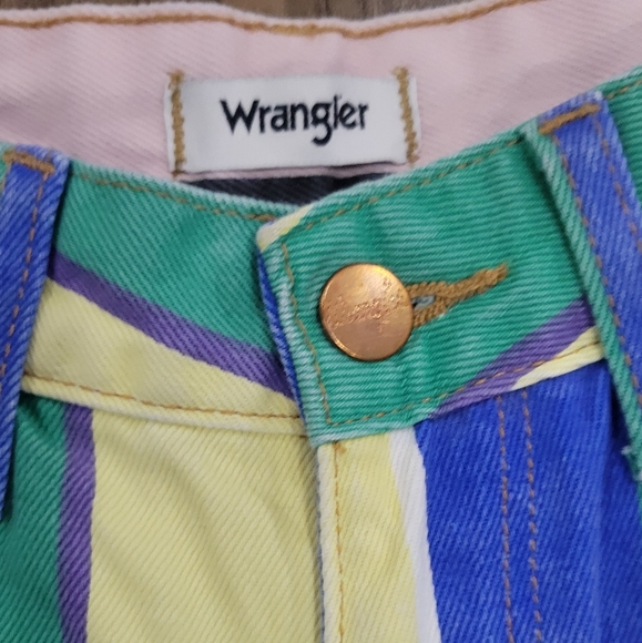 Wrangler Striped Wanderer High Rise Flare Jeans Colorful Pants Size 24/30 - Picture 9 of 9